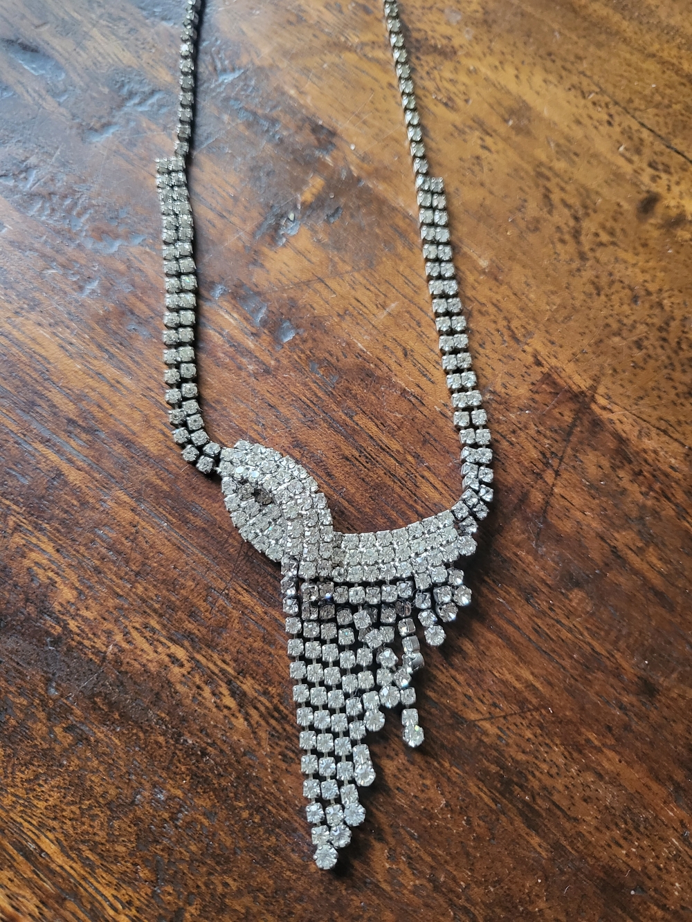 Silver-Tone Crystal Fringe Necklace - Sparkling Silver